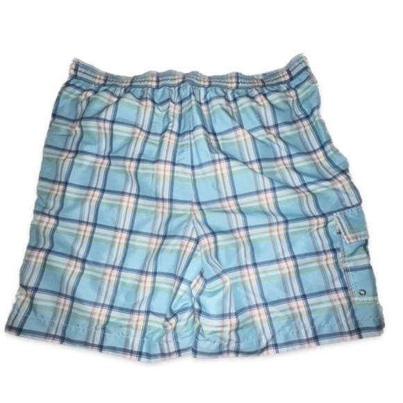 Chaps Red‎ & Blue Plaid Brief Lined Swim Trunks Boardshorts Men's H10 - Picture 4 of 4